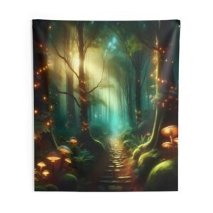 Mystical Forest Path and Glowing Mushrooms
